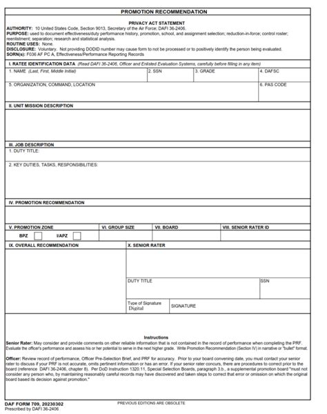 Daf Form 709 Promotion Recommendation Finder Doc