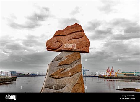 Sculptures on the Harbour Passage Trail, Saint John, NB, Canada Stock ...