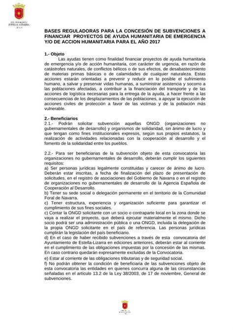 PDF BASES REGULADORAS PARA LA CONCESIÓN DE humano a salvar y