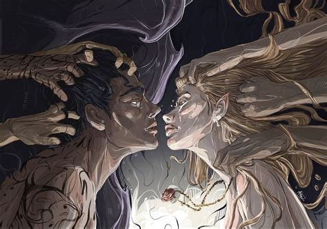 Two People Are Kissing In Front Of An Evil Demon