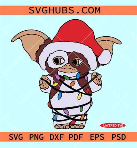 Christmas Gizmo SVG, Gizmo with Santa hat SVG, Gemlin Christmas SVG ...