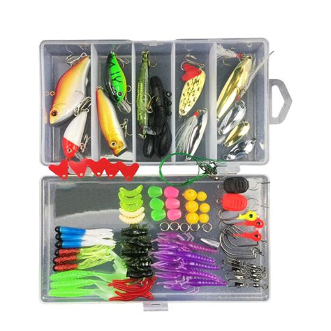 Fishing Lures Baits 88 Pcs Bass Trout Salmon Tackle Box Portable