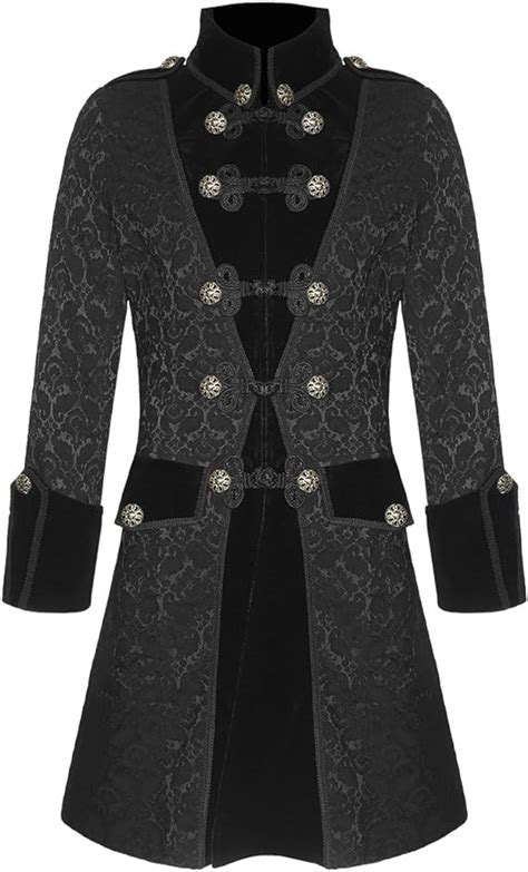 Pentagramme Mens Brocade Jacket Frock Coat Black Gothic Steampunk Vtg