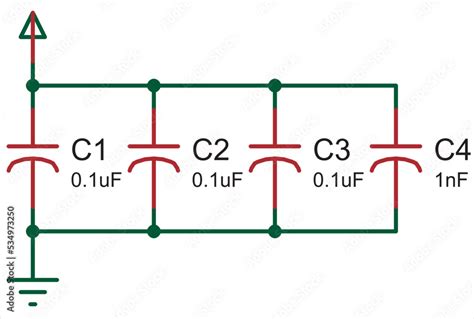 Vector Electrical Circuit With Capacitor And Gnd Electrical Schematic Diagram Array Of