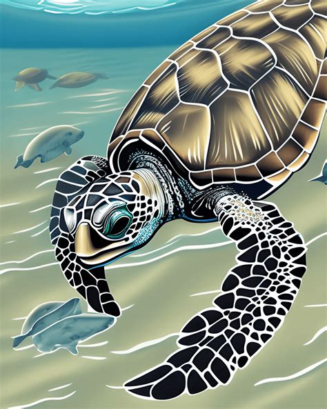 Sea Turtles Hyper Realistic Illustration · Creative Fabrica