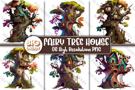 Fairy Tree House Watercolor Clipart Graphic By Big Daddy Creative Fabrica