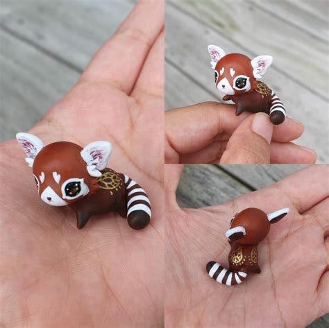 Adorable Red Panda Cub Polymer Clay Figure