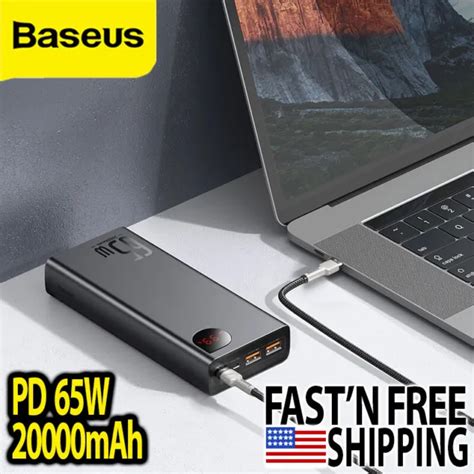 BASEUS 20000MAH PD 65W USB C 4 Port Quick Charge Power Bank With