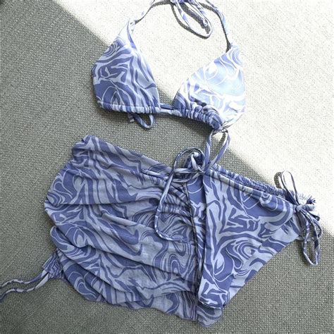PURPLE SWIRL BIKINI SARONG SET Size S Depop