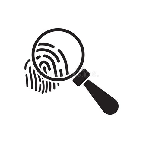 Fingerprint Under Magnifying Glass Icon Crime Investigation And