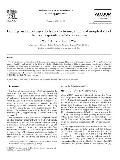 Pdf Diluting And Annealing Effects On Electromigration And Morphology