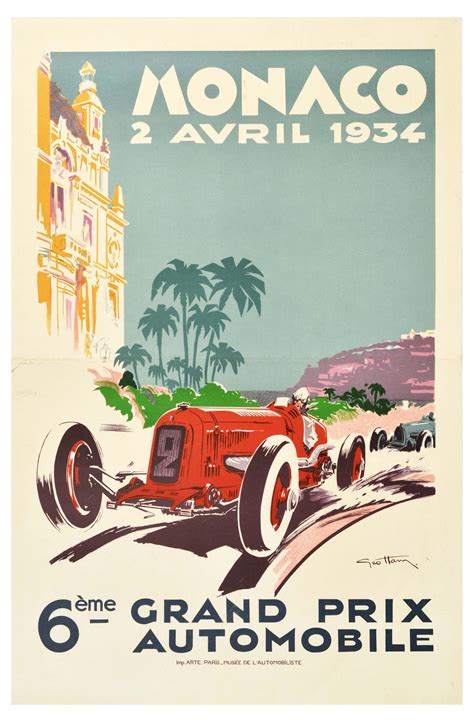 Sold Price Sport Poster Monaco Grand Prix 1934 Motor Racing Geo Ham