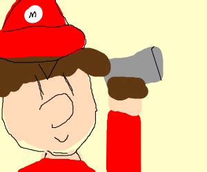 Mario holding a Gun - Drawception