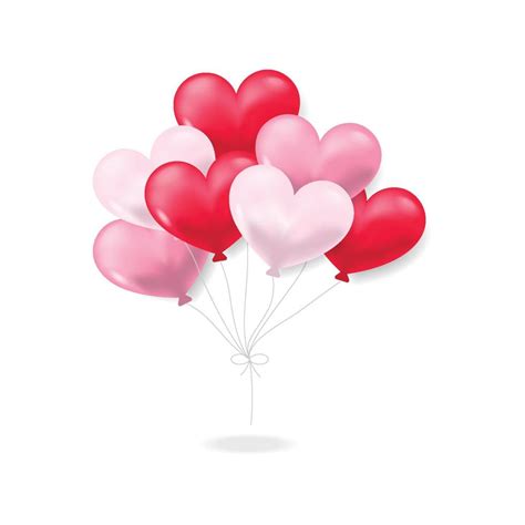 Red and pink heart balloons on a white background 19606358 Vector Art ...