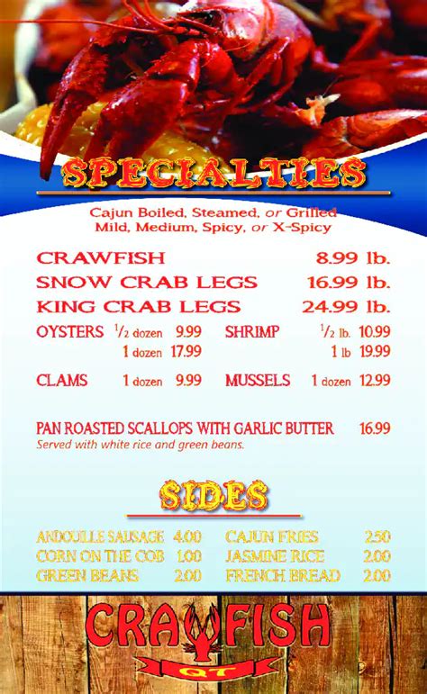 Qt Crawfish Menu Menu For Qt Crawfish Pinellas Park Tampa Bay