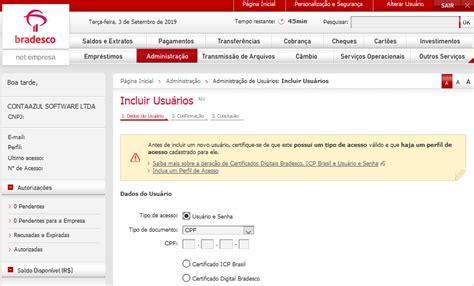 Integração bancária automática Bradesco criar usuário sem token