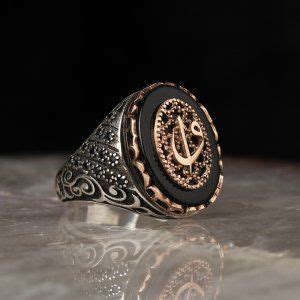 Desenli Zirkon Ta L G M Y Z K Tesbihevim Onyx Ring Men Rings