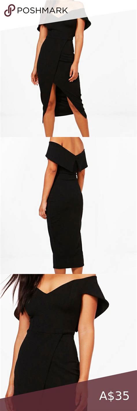 Off Shoulder Wrap Skirt Boohoo Midi Dress