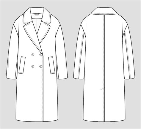 Premium Vector Oversized Coat With Dropped Shoulder Fashion Sketch