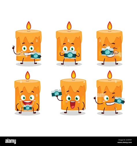 Photographer Profession Emoticon With Orange Candle Cartoon Character