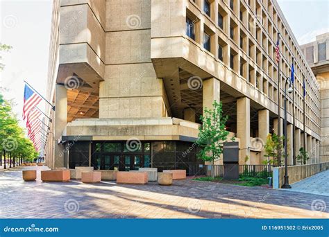 Edgar Hoover Building with Flags in Washington DC Stock Photo - Image ...