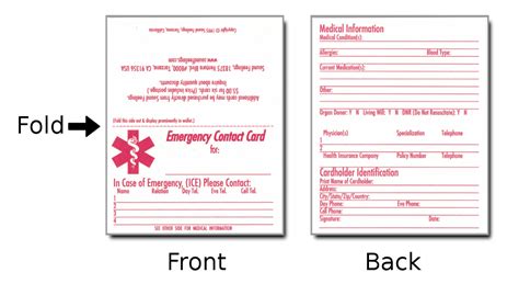 Emergency Contact Card Template