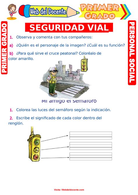 Seguridad Vial Para Primer Grado De Primaria Personal Social