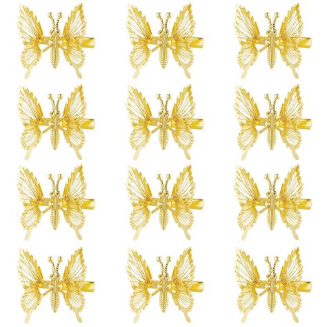 12 Pieces 3d Butterfly Hair Clips Gold Metal Moving Butterfly Clips For Hair Cute