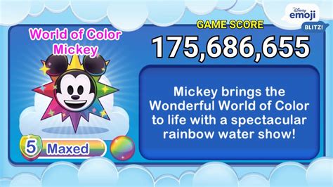 Disney Emoji Blitz WORLD OF COLOR MICKEY L5 Disney Parks V63