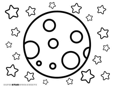 Moon Coloring Pages - Superstar Worksheets