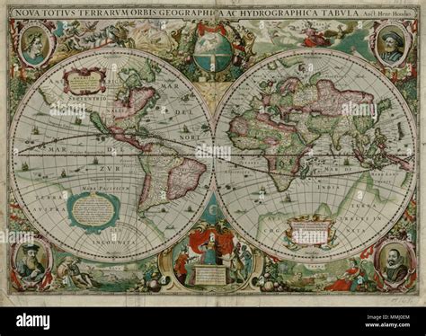 1630 Nova Totius Terrarum Orbis Geographica Mapa Por Hendrik Hondius