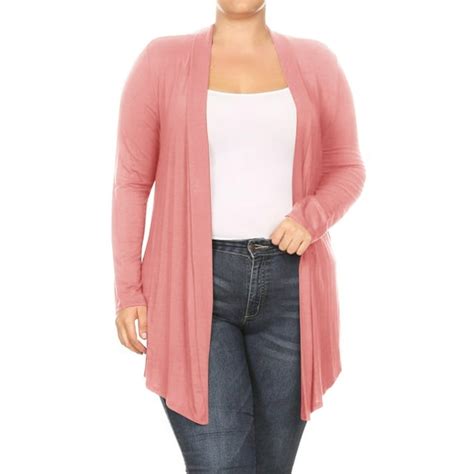 Womens Plus Size Casual Draped Open Front Long Sleeves Solid Cardigan