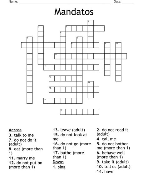 Mandatos Crossword Wordmint