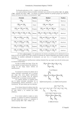 Formulación y nomenclatura orgánica 1ro bach PDF