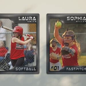 Softball Card Template Softball Trading Card Template - Etsy