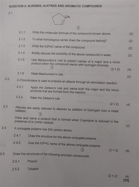 Solved Question Alkenes Alkynes And Aromatic Compounds Chegg