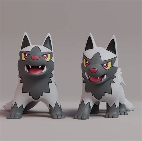 STL File Pokemon Poochyena And Mightyena With 2 Poses Design To