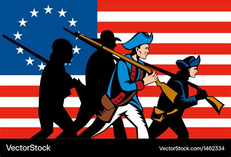 American minuteman militia betsy ross flag Vector Image