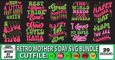 Retro Mothers Day Svg Bundle Bundle · Creative Fabrica