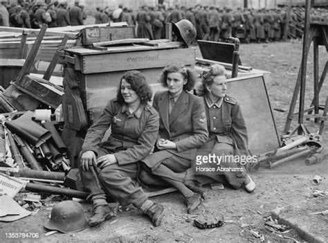 Three Female German Luftwaffe And Wehrmachthelferin Prisoners Of War