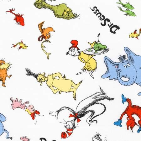 Specialty Fabrics Dr Seuss Characters In Primary Colors Tossed On