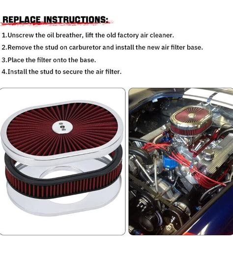 Oval Air Cleaner Filter Assembly 5 1 8 Carb Neck W Flow Thru With