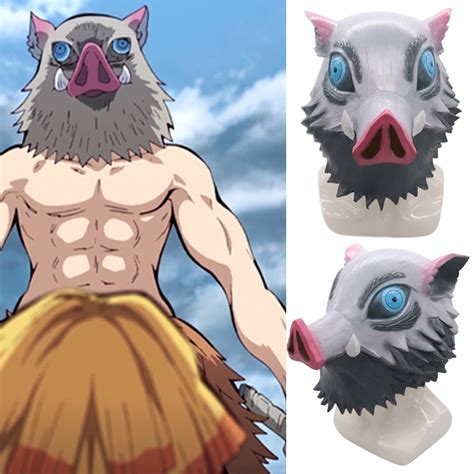 Demon Slayer Kimetsu No Yaiba Hashibira Inosuke Cosplay Mask Costume Wild Boar Latex Mask Prop