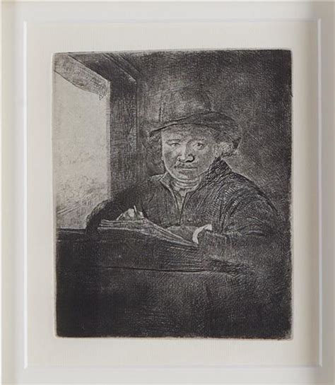 Rembrandt Van Rijn Self Portrait Drawing At A Window 1648 MutualArt