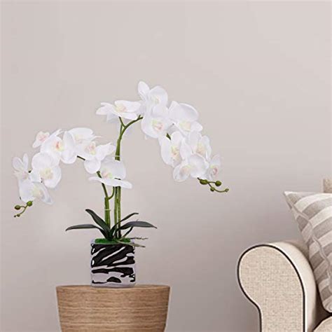 Artificial Orchid White Orchid Plant Silk Flowers Real Touch Fake