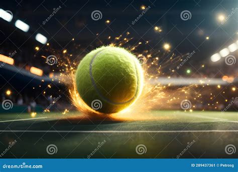 Tennis Ball In Fire AI Generated Image Stock Illustration