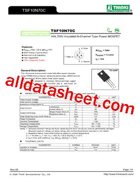 TSF10N70C Datasheet PDF Thinki Semiconductor Co Ltd