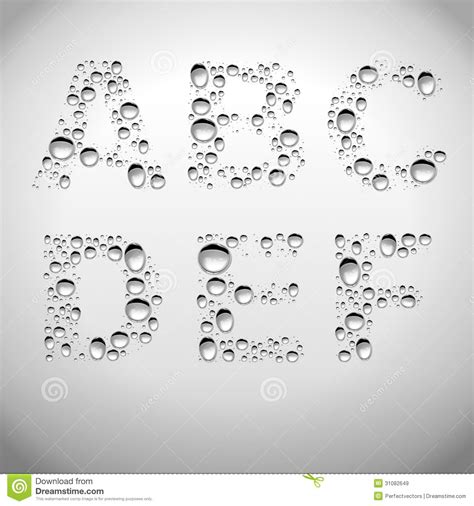 Realistic Water Drops Font From A To F Ballpoint Pen Art Water Font Water Drops