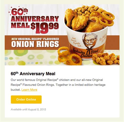 KFC Canada Special Offers: Get 60th Anniversary Meal For $19.99 & More ...