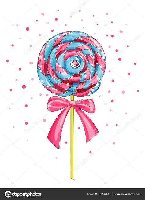 Colorful Lollipop Candy Cartoon Vector Illustration Stock Vector